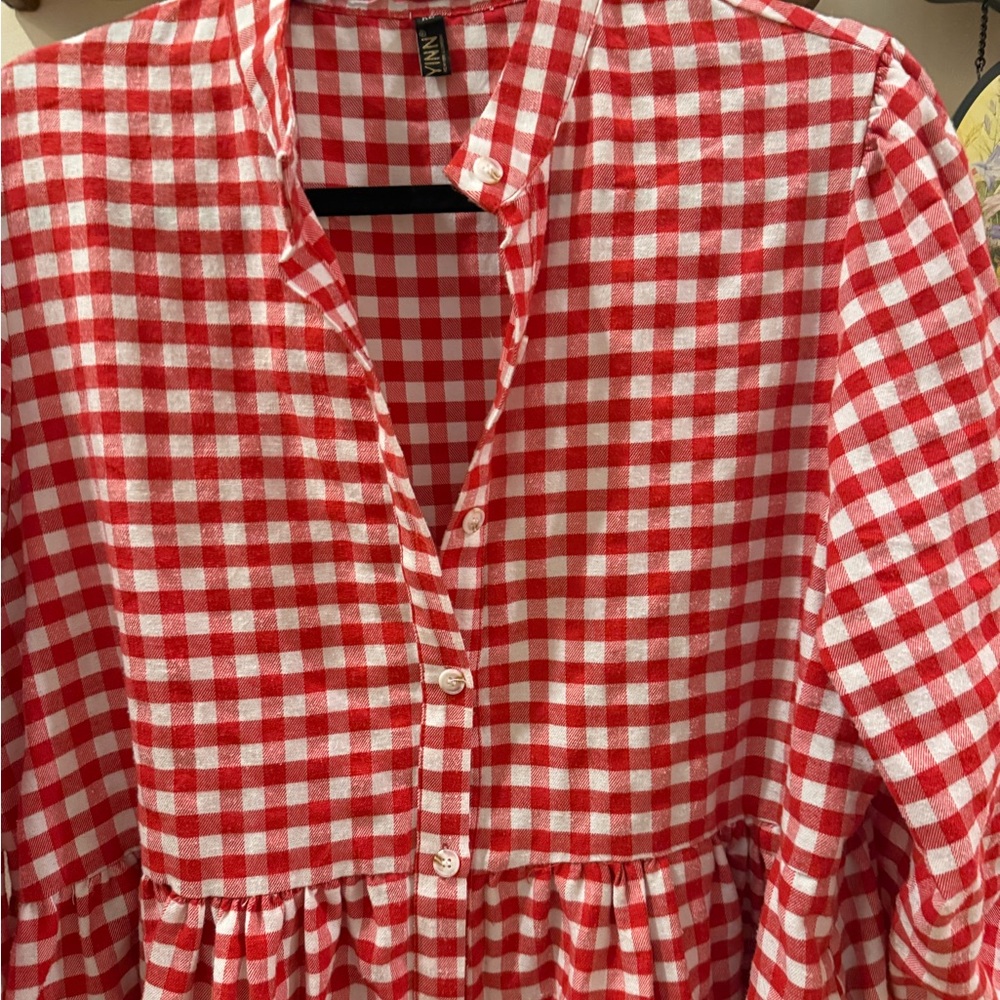 Red Gingham Mini Dress - Picture 5 of 6